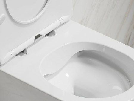 Подвесной унитаз Ceramicanova Modena  Rimless, глубокий смыв, с крепежом для полностью скрытого монтажа,  ультратонким сидением и крышкой с функцией плавного закрытия, дюропласт CN6063