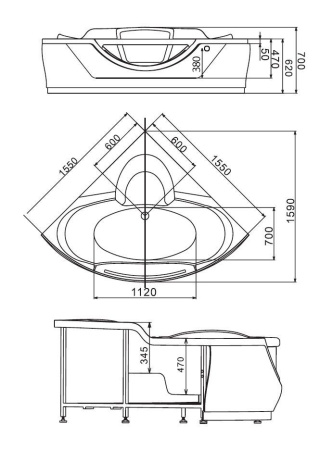 Акриловая ванна Gemy G9025 II O