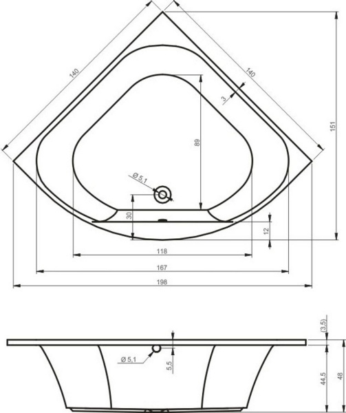 Акриловая ванна Riho Atlanta 140x140 BB7000500000000