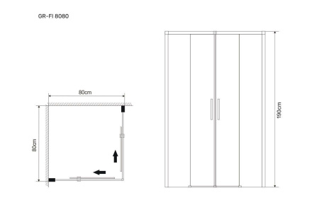 Душевое ограждение Grossman GR-8080 Fly (80*80*190) квадрат, двери раздвижные