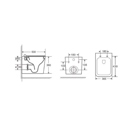 Унитаз подвесной безободковый D&K Quadro DT1516016, белый