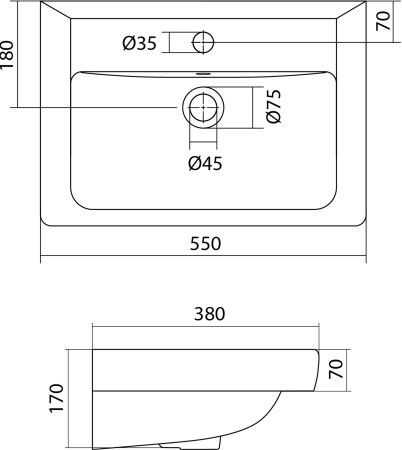 Раковина Santek Тигода 55 1.WH30.2.127