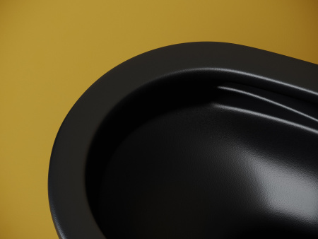 Подвесной унитаз Ceramicanova Vogue Торнадо безободковый, с ультратонким сиденьем с микролифтом и функцией быстрого снятия, с креплением скрытого монтажа,цвет черный матовый CN4008TMB
