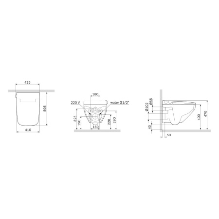 CCC50A1700SC Inspire V2.0 Подвесной унитаз AM.PM с интегрированным электронным биде TouchReel