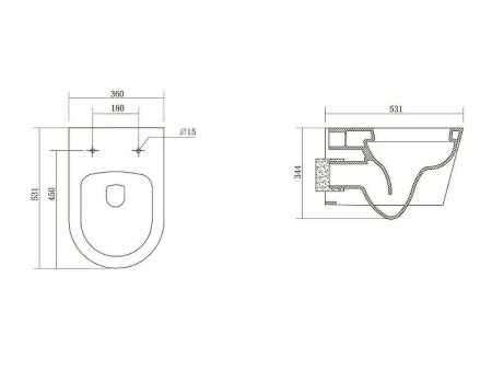 Унитаз подвесной Aquatek БЕТТА безободковый AQ1253W-00