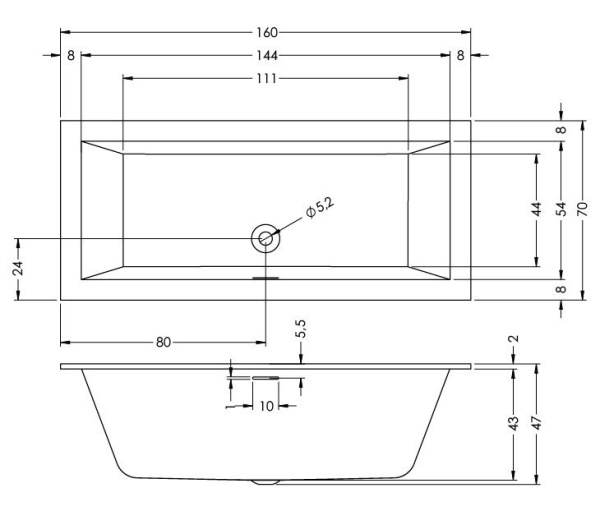 Акриловая ванна Riho Rething Cubic 160x70 BR0600500000000