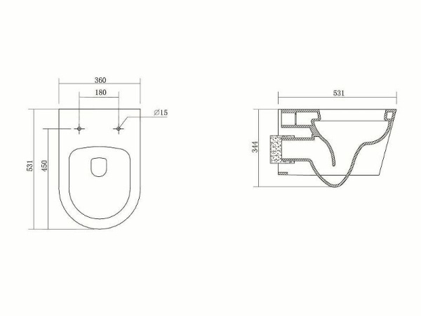 Унитаз подвесной Aquatek БЕТТА безободковый AQ1253W-00