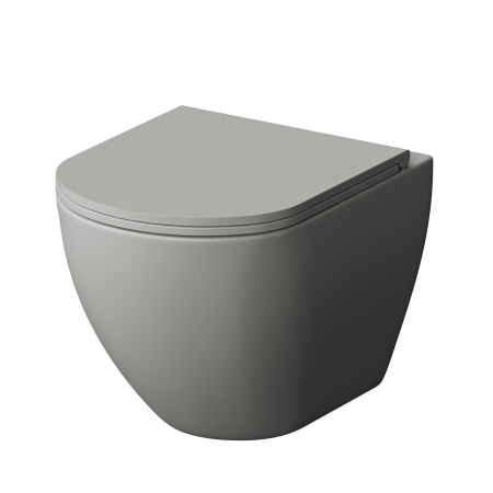 Унитаз Grossman GR-4455GMS (490х370х360) серый матовый подвесной безободковый с тонкой крышкой