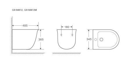 Биде подвесное Grossman GR-B4412M белое матовое 485х345х365