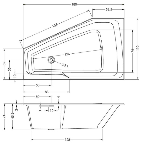 Акриловая ванна Riho Rething Space 180x110 R BR1700500000000