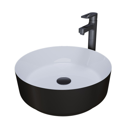 Раковина Grossman GR-4040BW 360x360x115 черная белая внутри