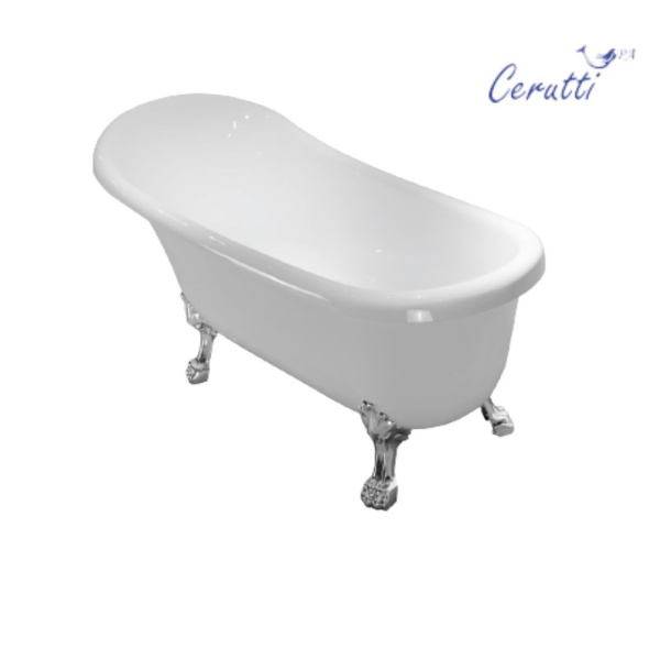 Акриловая ванна отдельностоящая Cerutti SPA VICO 154Х70 на львиных алюминиевых хромированных лапах