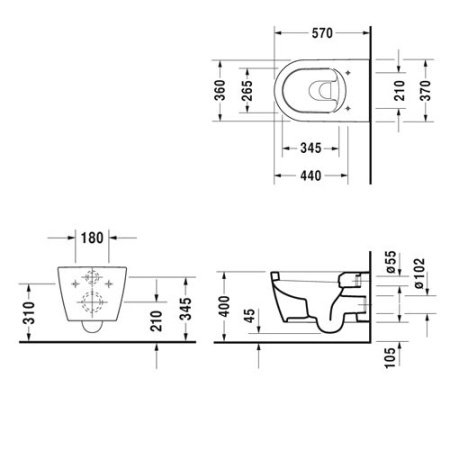 Унитаз подвесной Duravit ME by Starck 2528090000
