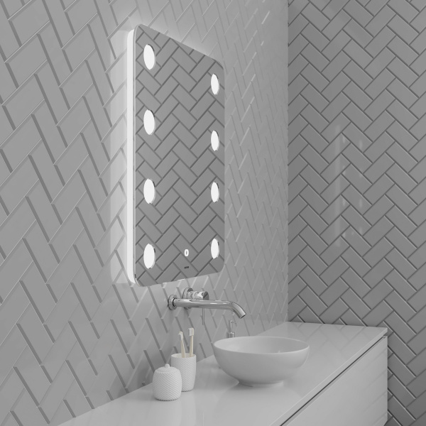 Зеркало Grossman NEON 147080 (700x800x45) LED с сенсорным выключателем и гравировкой