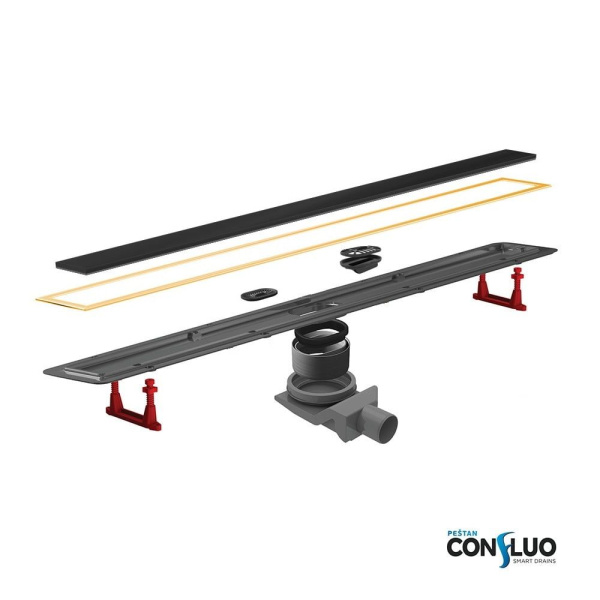 Душевой лоток Pestan Confluo Premium Line 650 Black Glass Gold, 13100116