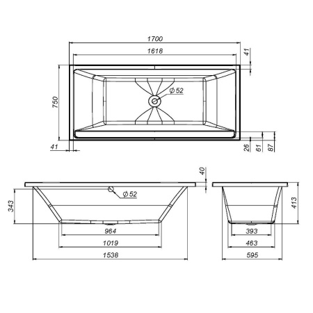 W52A-170-075W-A Inspire V2.0 Ванна акриловая AM.PM 170х75 A0, шт