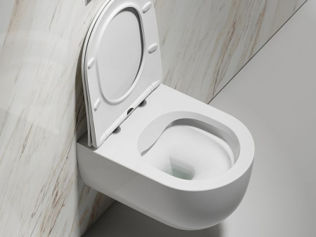 Подвесной унитаз Ceramicanova Modena  Rimless, глубокий смыв, с крепежом для полностью скрытого монтажа,  ультратонким сидением и крышкой с функцией плавного закрытия, дюропласт CN6063