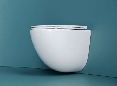 Подвесной унитаз Ceramicanova Vogue Торнадо безободковый, с ультратонким сиденьем с микролифтом и функцией быстрого снятия, с креплением скрытого монтажа, белый CN4008T