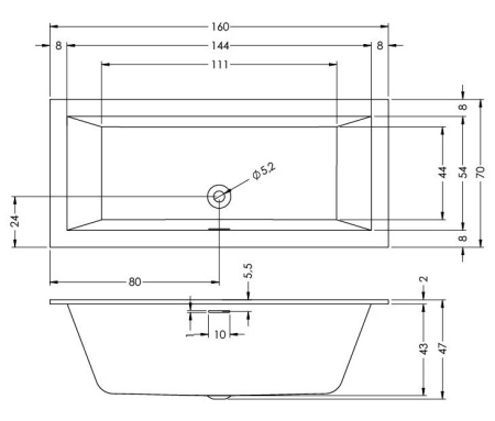 Акриловая ванна Riho Rething Cubic 160x70 R Plug & Play BD8700500000000