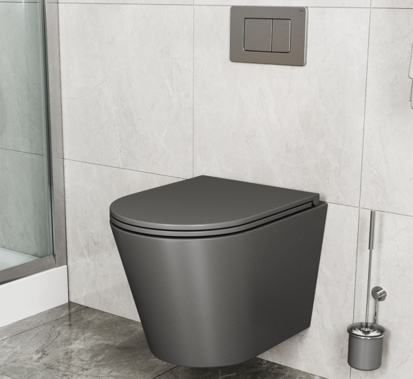 Унитаз подвесной безободковый Bauedge Nimb BK0002DG, темно-серый