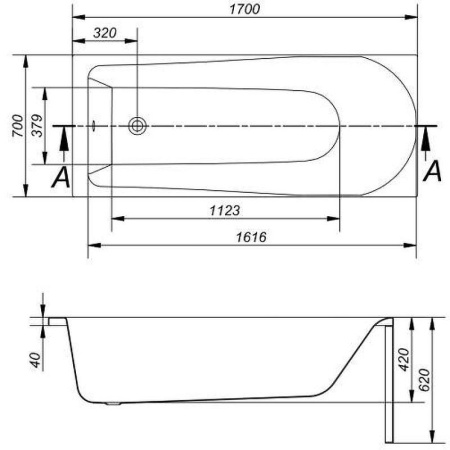 Ванна прямоугольная Cersanit FLAVIA 170x70 белый, P-WP-FLAVIA*170NL