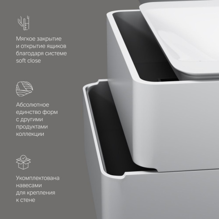 M30FHX0802WG Sensation База под раковину AM.PM, подвесная, 80 см, ящики, белый, глянцевая