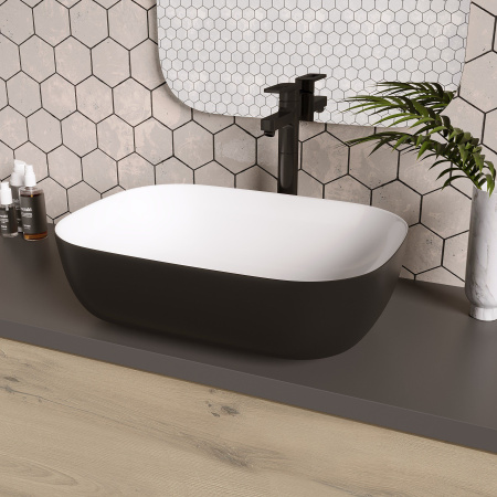 Раковина Grossman GR-4041BW 460x320x140 черная белая внутри