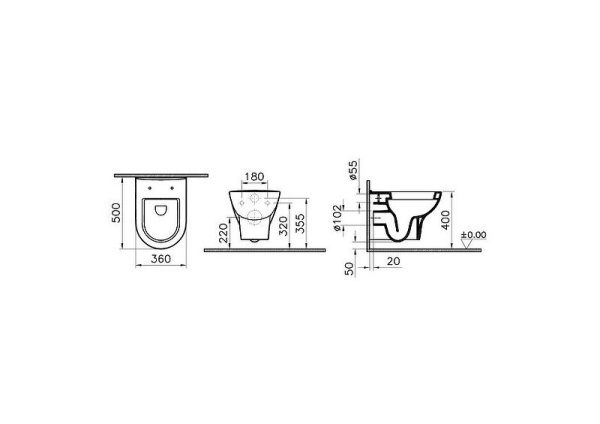 Унитаз подвесной VitrA Zentrum 5785B003-0075