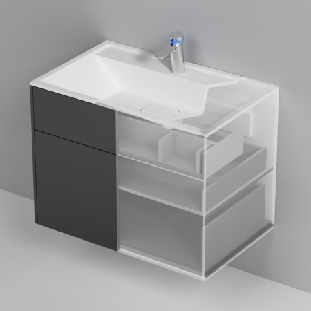 M50AFHX0803GM Inspire V2.0 База под раковину AM.PM, подвесная, 80 см, 3 ящика, push-to-open, графит матовый