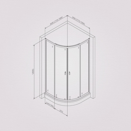 W88G-205-080MT64 X-Joy Twin Slide,  Душевое ограждение AM.PM без  поддона, 80x80, профиль мат хром