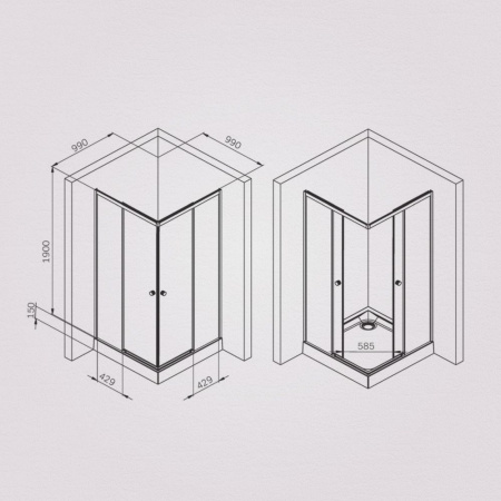 W94G-403-100100-MT1K X-joy Душевое ограждение AM.PM квадратное,раздвиж.двери 100x100 хром мат.