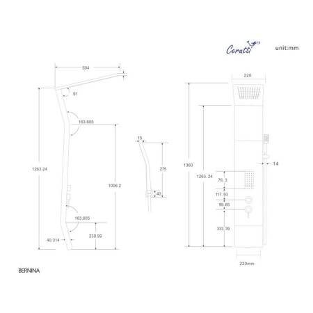 Панель BERNINA B душевая Cerutti SPA CT8982