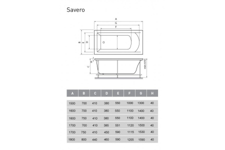 Ванна акриловая Vayer Savero Гл000009147, 180x80