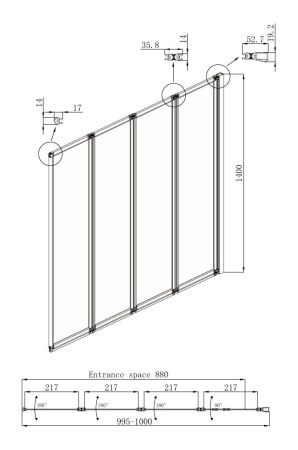 Шторка для ванны Ambassador Bath Screens 16041111R 1000x1400