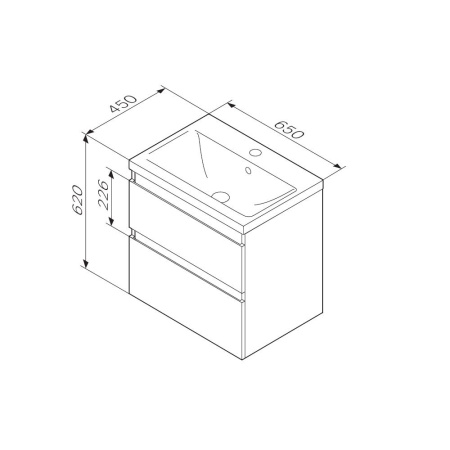 M85AFHX0652BM X-Joy База под раковину AM.PM, подвесная, 65 см, 2 ящика, черный матовый
