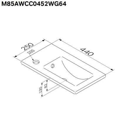 M85AWCC0452WG64 X-Joy, Раковина мебельная AM.PM, керамическая, 45 см, встроенная, цвет: белый, глянец