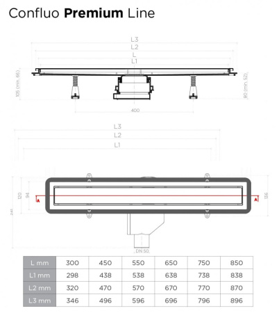 Душевой лоток Pestan Confluo Premium Line 650, 13100004
