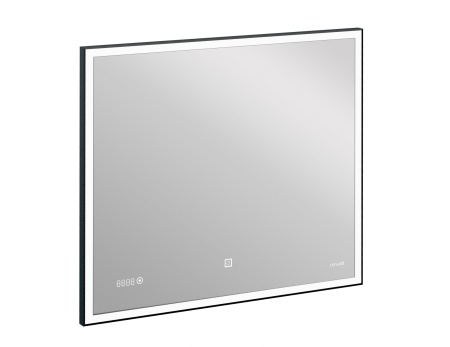 Зеркало Cersanit LED 011 design 80x70 с подсветкой часы металл. рамка прямоугольное Ecom, KN-LU-LED011*80-d-Os