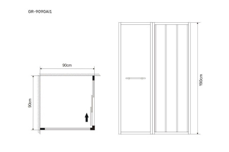 Душевое ограждение Grossman GR-9090 Alba1 (90*90*190) квадрат, двери раздвижные