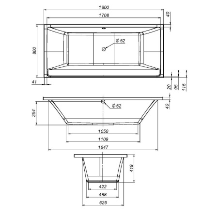 W52A-180-080W-A Inspire V2.0 Ванна акриловая AM.PM 180х80 A0, шт