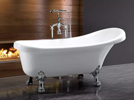 Акриловая ванна отдельностоящая Cerutti SPA VICO 154Х70 на львиных алюминиевых хромированных лапах