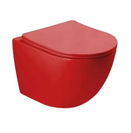 Унитаз подвесной, красный матовый (сиденье микролифт) SantiLine SL-5005MR