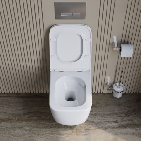 LUCE-TOR Унитаз подвесной безободковый с сиденьем дюропласт soft close, BB076CH-TOR/SC