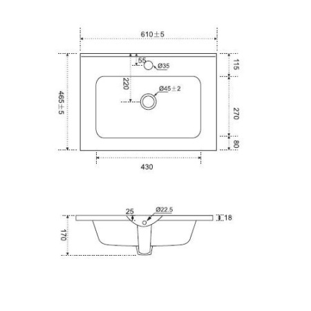 M7BWCC0602WG Sense, Раковина мебельная AM.PM, керамическая, 60 см, встроенная, цвет: белый, глянец