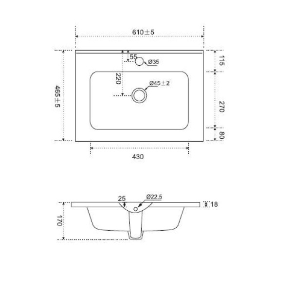 M7BWCC0602WG Sense, Раковина мебельная AM.PM, керамическая, 60 см, встроенная, цвет: белый, глянец