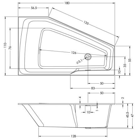 Акриловая ванна Riho Rething Space 180x110 L BR1800500000000