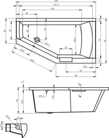 Акриловая ванна Riho Geta 160x90 L BA8700500000000