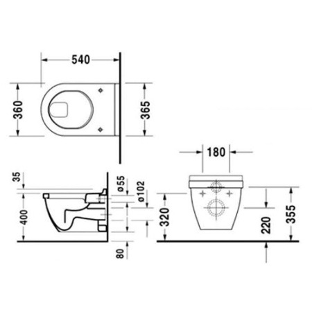 Унитаз подвесной Duravit Starck 3 2201090000 с полочкой