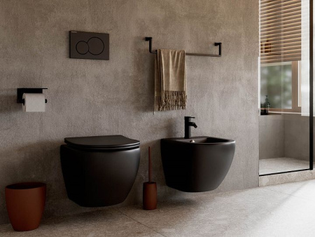 Подвесной унитаз Ceramicanova Metropol Rimless, глубокий смыв, с крепежом для полностью скрытого монтажа,  ультратонким сидением и крышкой с функцией плавного закрытия CN4002MB