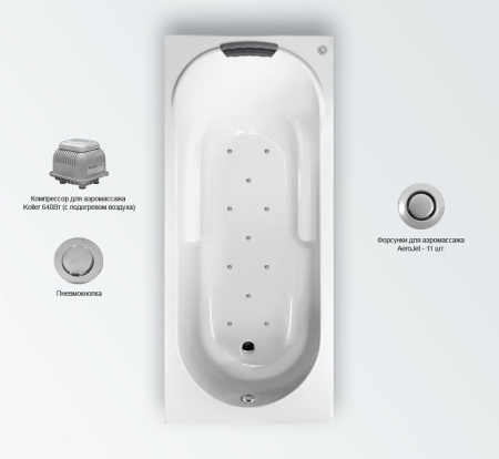 Аэромассажная акриловая ванна Lavinia Boho Bristol 360260A0 160х75